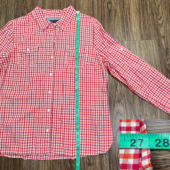 Tommy Hilfiger Orange, Pink + White Long Sleeve Plaid Button Down Shirt Size XXL - Picture 5 of 11